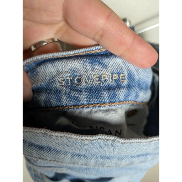 AMERICAN EAGLE Strigid Ripped High-Waisted Stovepipe Jean in Skylight Women's 4 - Picture 5 of 6